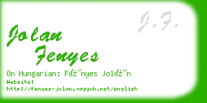 jolan fenyes business card